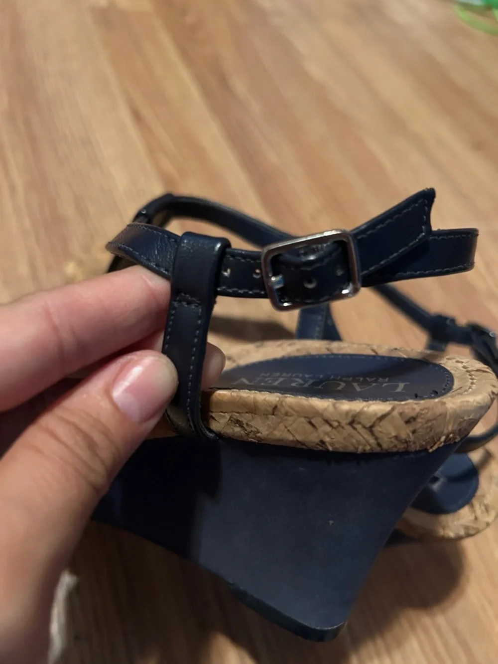 Lauren Ralph Lauren dark blue  T-Strap Cork Sandals